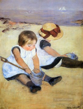 Niños jugando en la playa madres hijos Mary Cassatt Pinturas al óleo